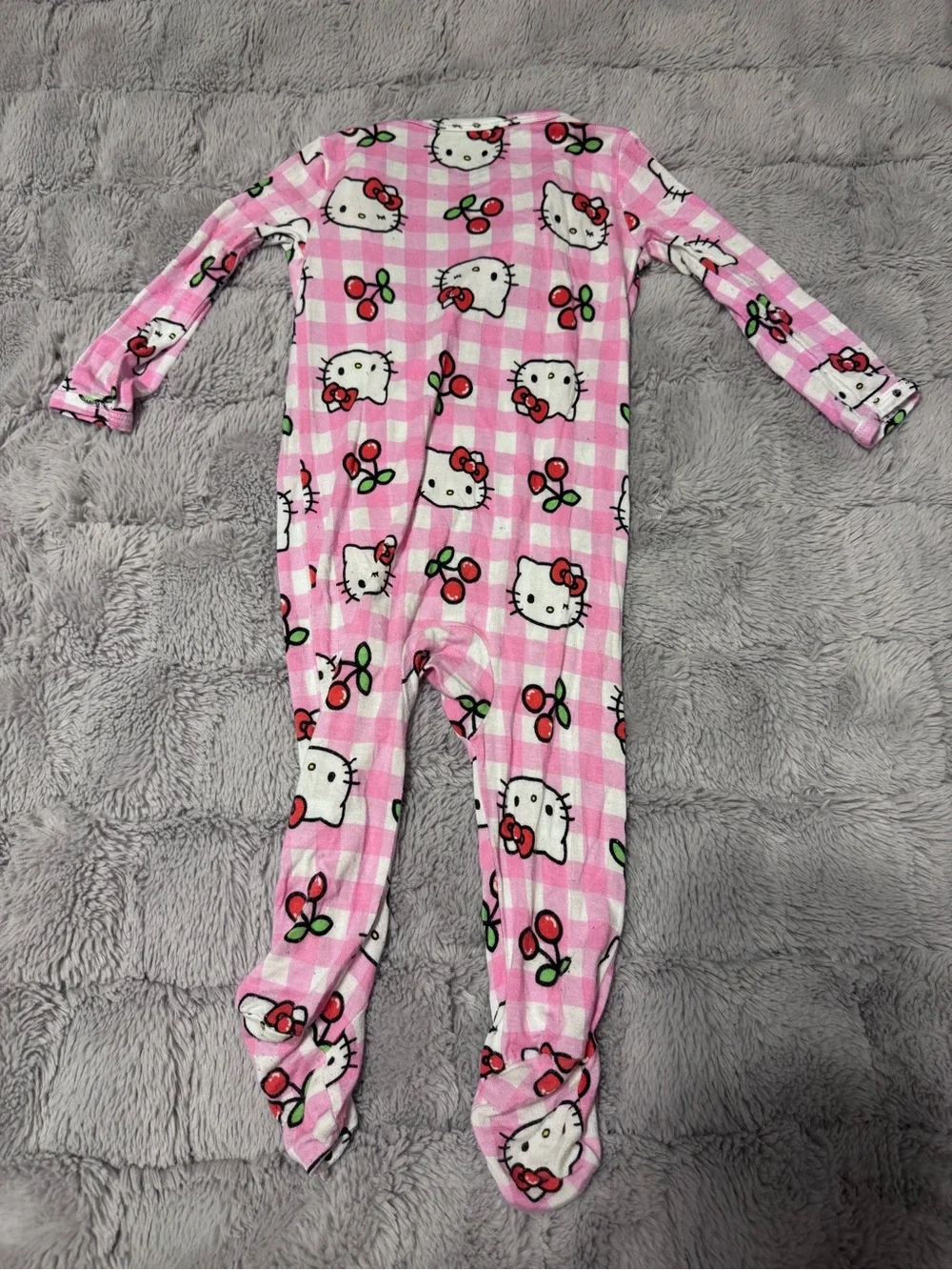 Sanrio Hello Kitty Pink Gingham Cherry Footed One-Piece